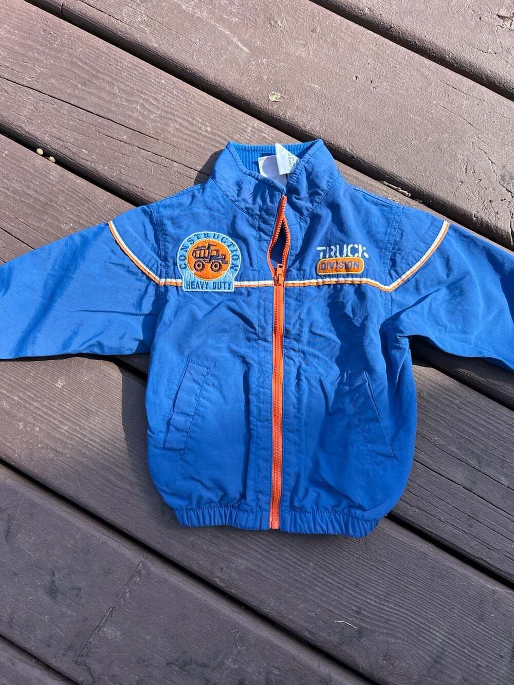 Vintage Babyfair Blue Construction Truck Division Lightweight Zip Up Jacket